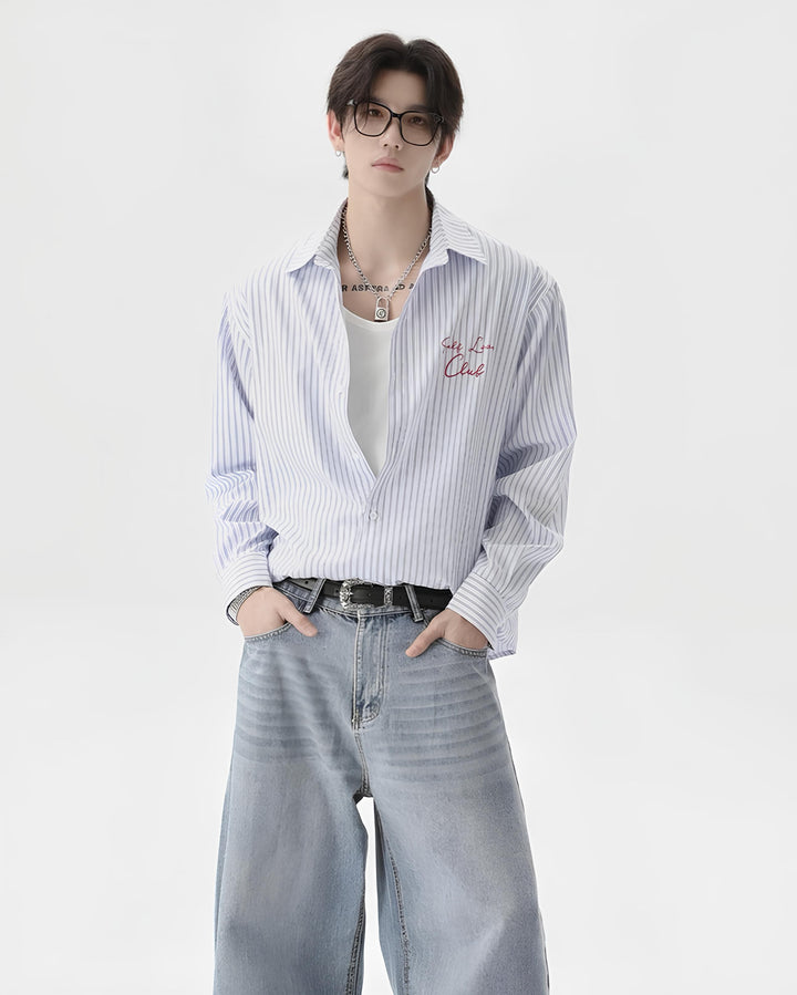 ストライププリントロングスリーブシャツ Ril 6048