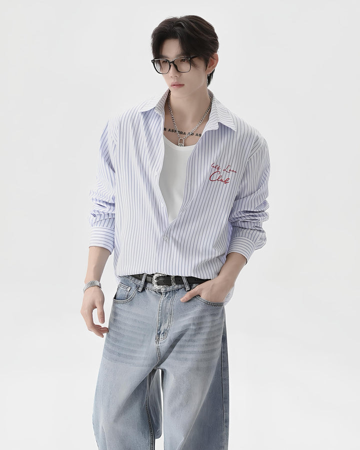 ストライププリントロングスリーブシャツ Ril 6048