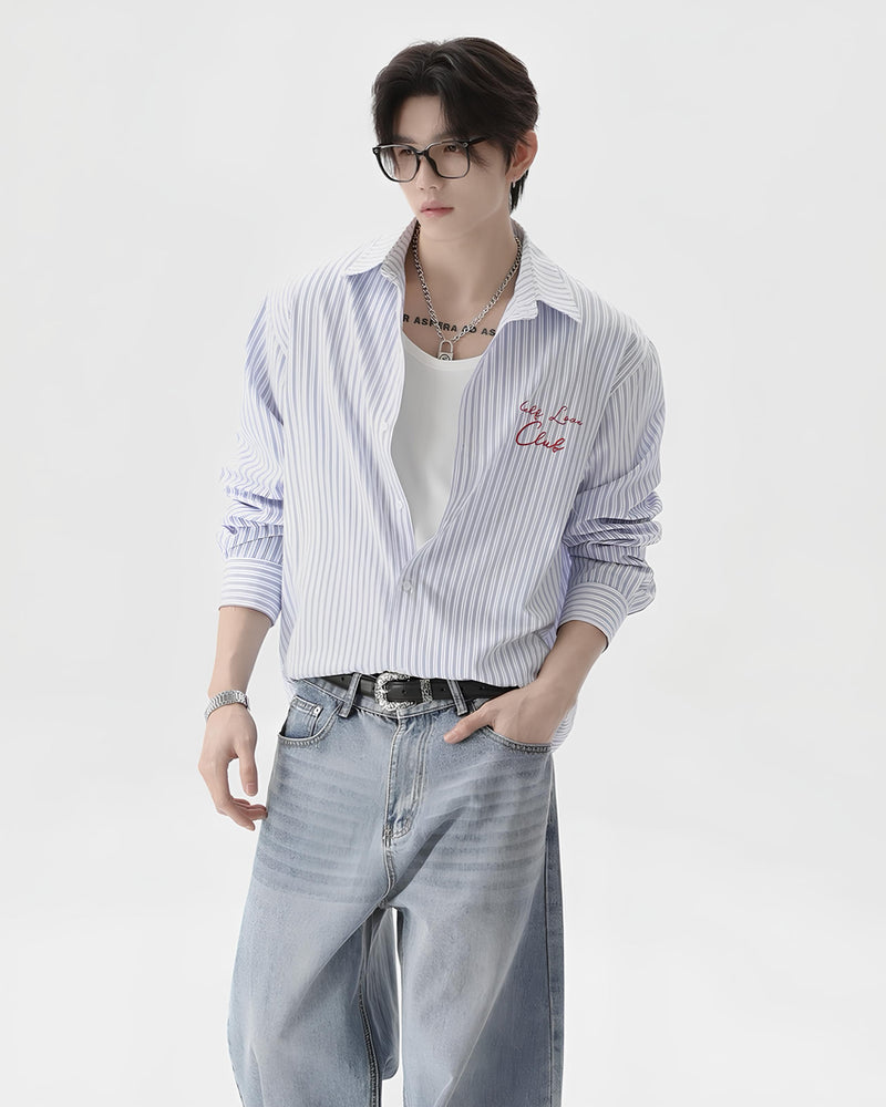 ストライププリントロングスリーブシャツ Ril 6048