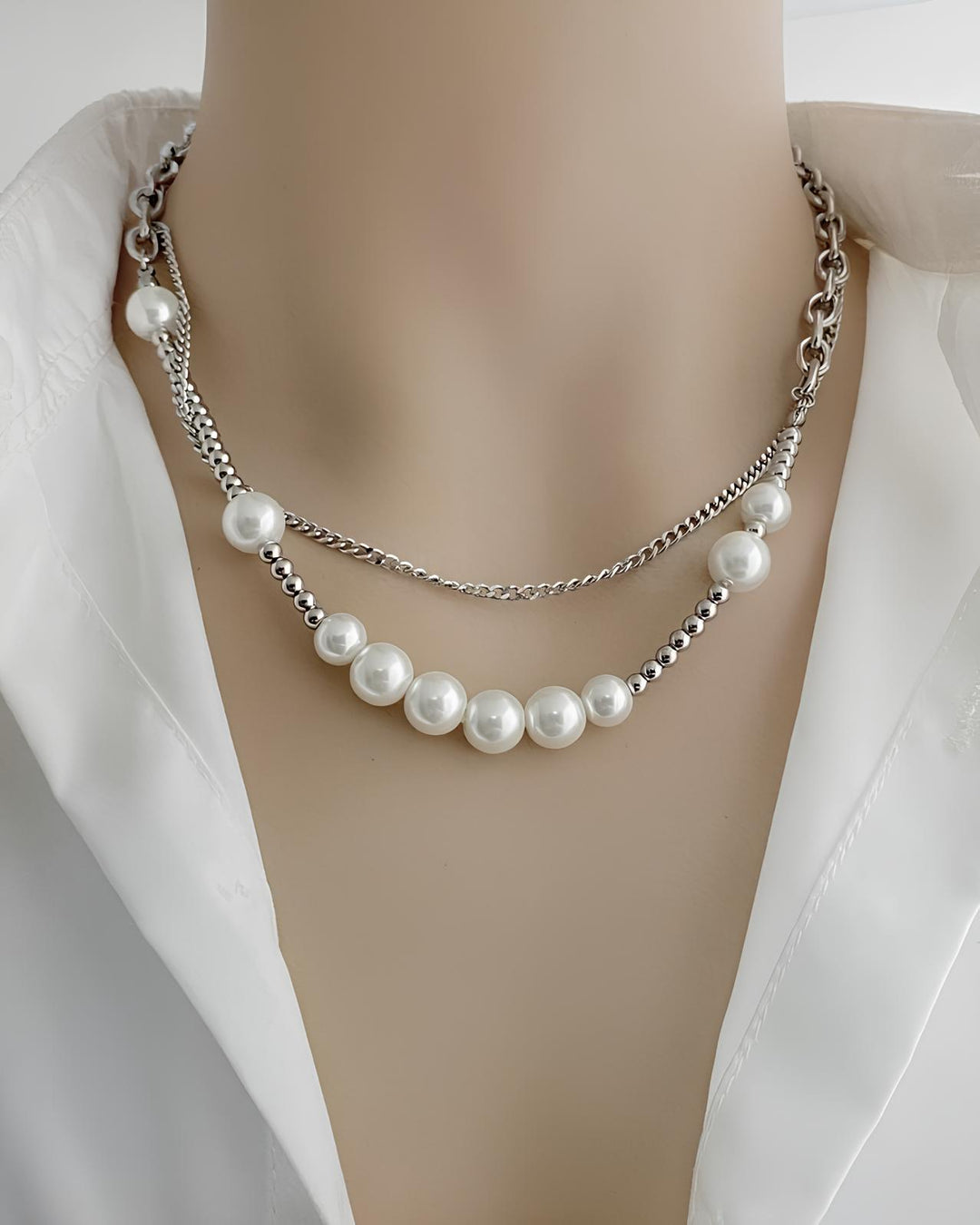 レイヤードパールチェーンネックレス Ril 5968