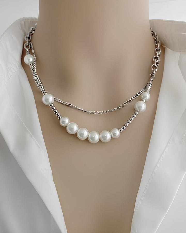 レイヤードパールチェーンネックレス Ril 5968