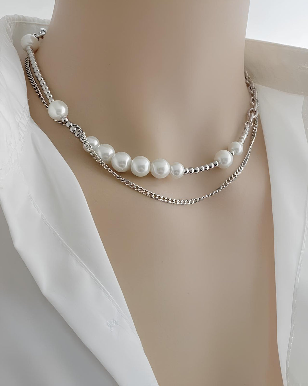 レイヤードパールチェーンネックレス Ril 5968