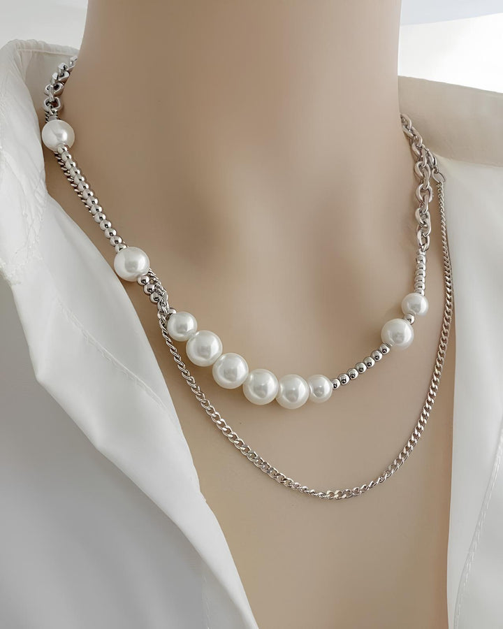 レイヤードパールチェーンネックレス Ril 5968