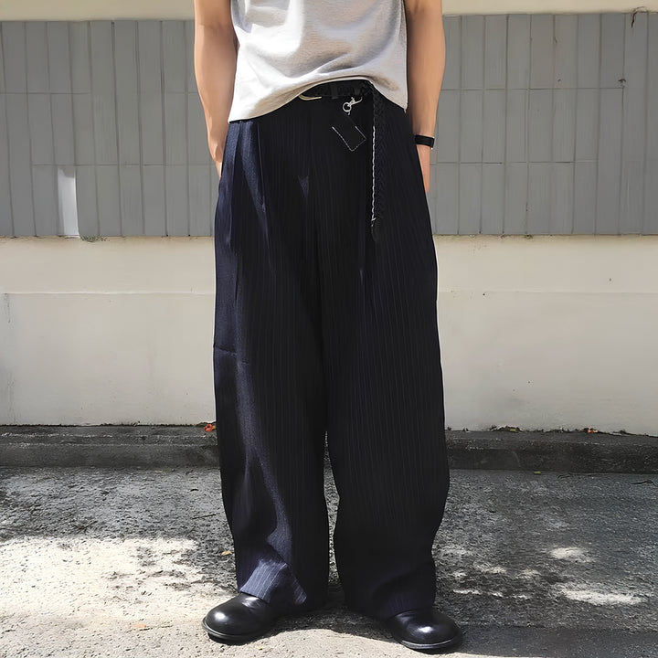ストライプワイドタックスラックスパンツ Ril 5814