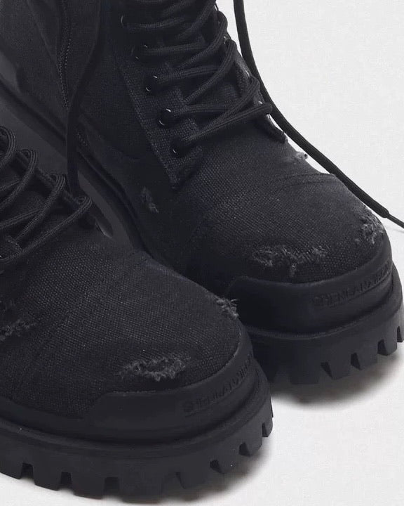 ダメージキャンバス プラットフォームブーツ Ril 5886