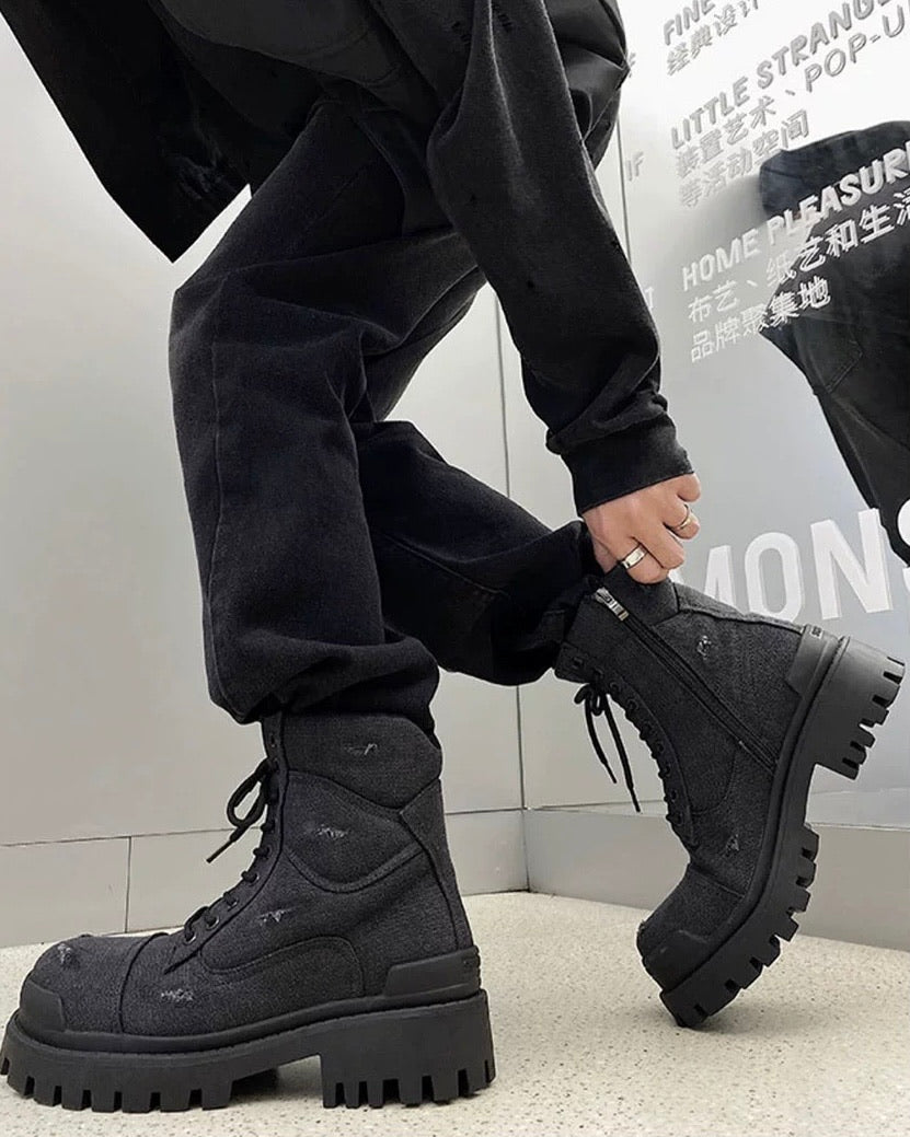 ダメージキャンバス プラットフォームブーツ Ril 5886