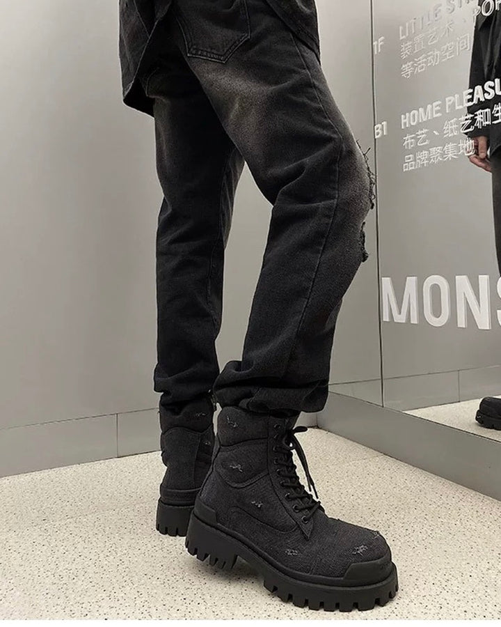 ダメージキャンバス プラットフォームブーツ Ril 5886