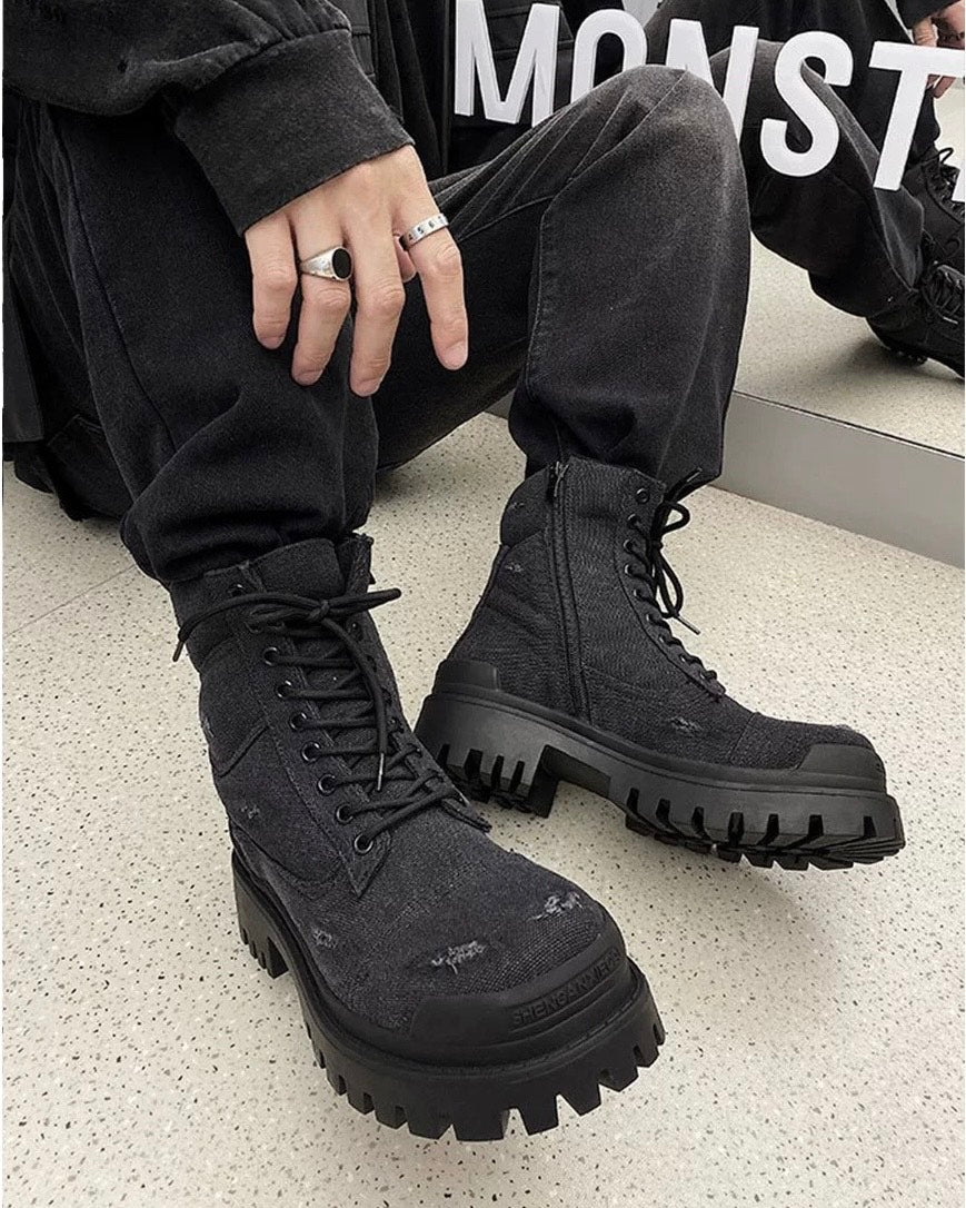 ダメージキャンバス プラットフォームブーツ Ril 5886