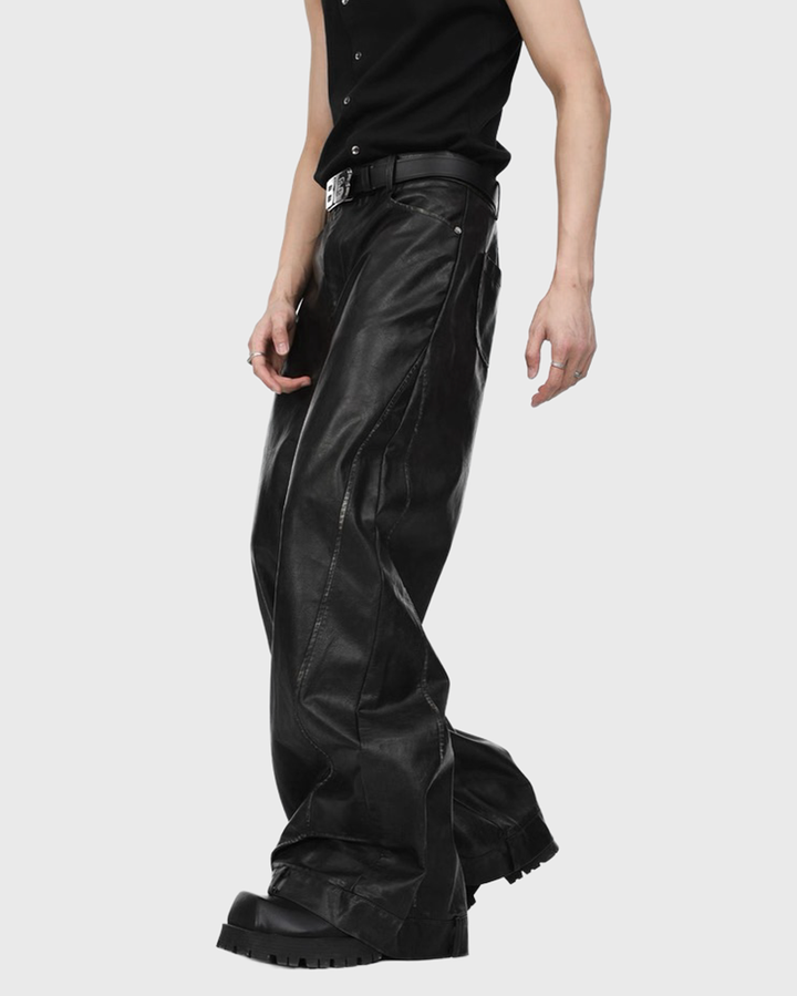 スウィッチレザーストレートパンツ Ril 5856