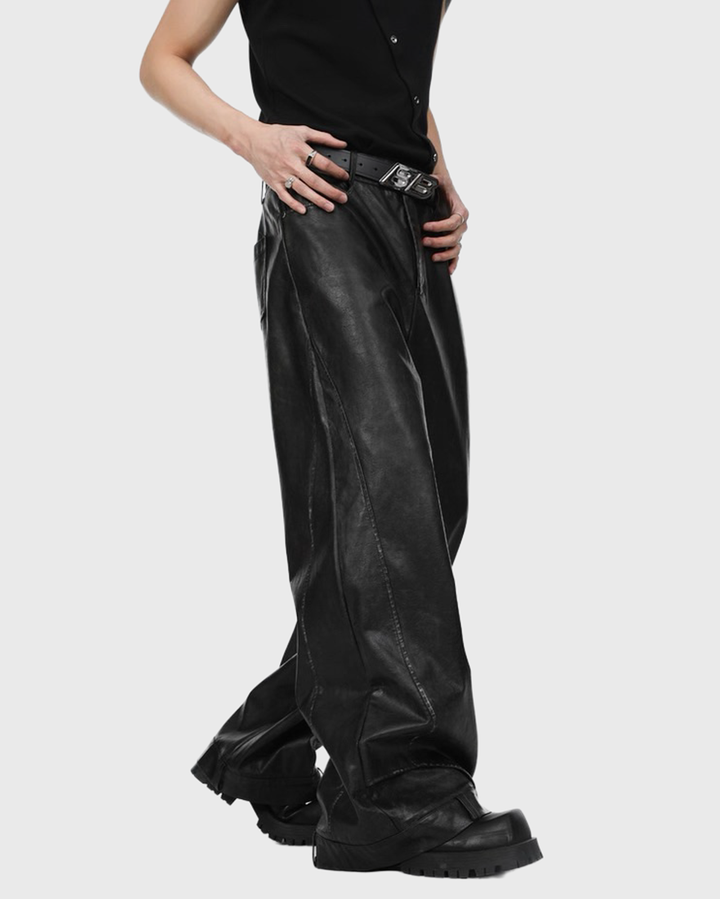 スウィッチレザーストレートパンツ Ril 5856