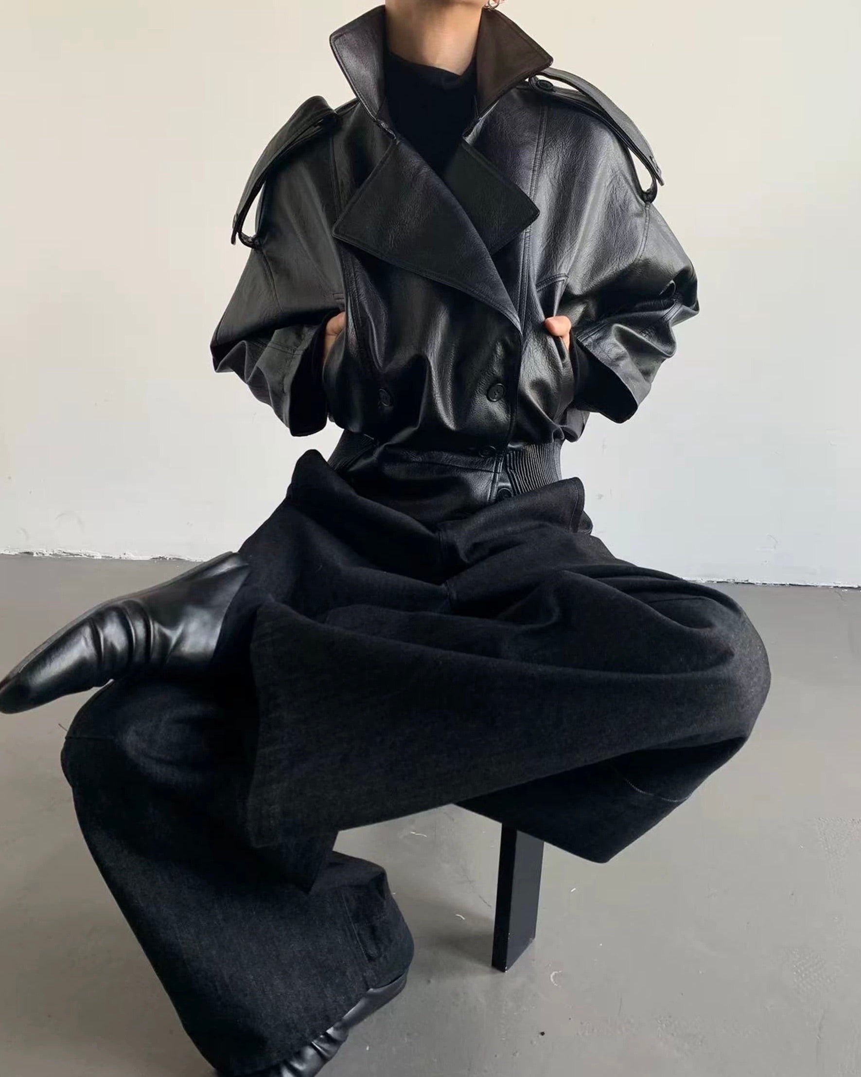 レザーショートトレンチブルゾン Ril 5866 – Rillfy