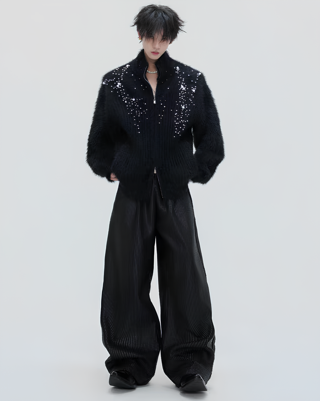 パールシャギー スタンドジップブルゾン Ril 5974